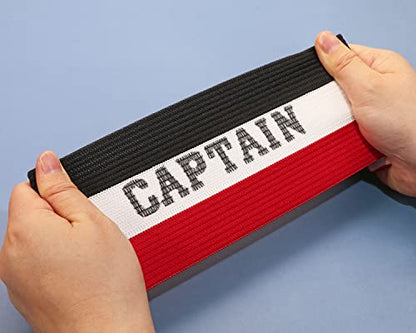 ONLYKXY Captain Armbands 9x30CM/3.54x11.81inch Adjustable Leader Armband for Soccer Basketball Volleyball School Team Competition Coach Players Wrist Arm Bands - color: Black+White+Red