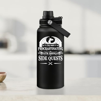 Fufandi Dnd Gifts for Men, Dungeon Master Mug - Dungeons and Dragons Gifts, Gamer Gift, Gaming Mug - D&D Lovers Gamer Gift - Dnd Water Bottle 32oz - color: Dnd Black