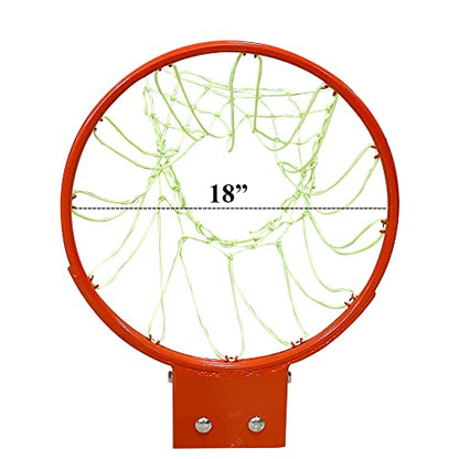 Reinforced Heavy Duty Breakaway Wall Mounted Basketball Rim,18 inch Standard Double Spring Flex Rim Goal Replacement for Indoor Outdoor Walls