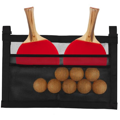 Ping Pong Paddle Holder with Straps, Mesh Under Table Ping Pong Organizer Hanging Pickleball Holder Table Tennis Accessories for Racket Ball Storage Organization