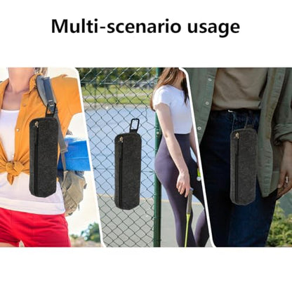 2Pcs Pickleballs Holder Bag with Metal Hook, Portable Tennis Ball Storage Bag, Pickleballs Training Equipment, Grey, Small to Medium