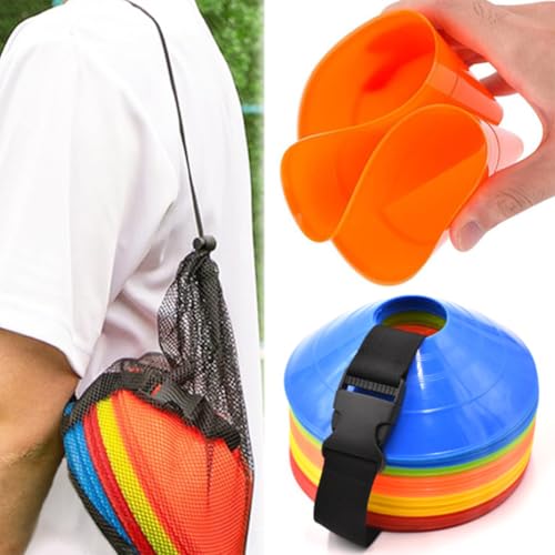 20Pcs Orange Soccer Disc Cones with Carry Strap Multi-Sport Training Cones Agility Soccer Football Markers for Sports Drills Practice Outdoor