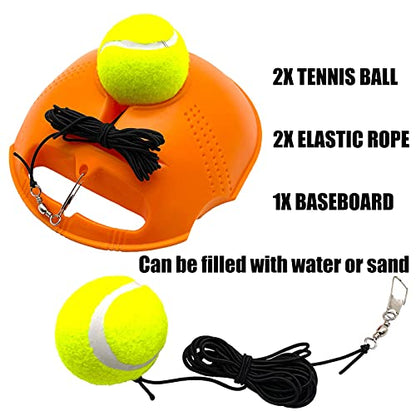 Tennis Trainer Rebound Baseboard Self Training Equipment Rebounder with 2 String Tennis Balls - color: Orange