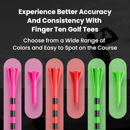 Golf Tees Plastic Unbreakable 60 Pack 2 3/4 or 3 1/4 Inch with 20 More Short Tees 1 1/2 Inch Red Green Pink