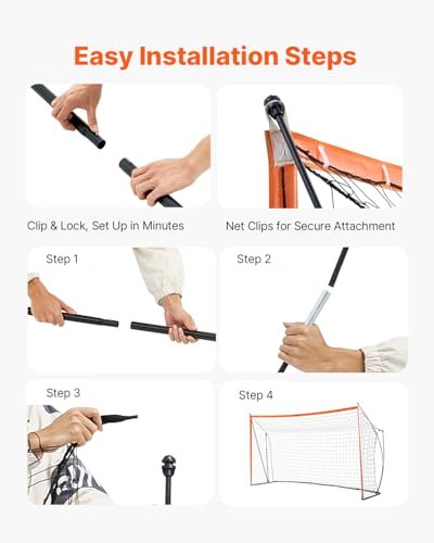 VEVOR Portable Soccer Goal, 12 x 6 ft Large Practice Soccer Net, Steel Fiberglass Structure Training Goal Set with Carry Bag, All-Weather Outdoor Use, for Backyards, Parks, School Fields - style: Fiberglass Rod Triangle