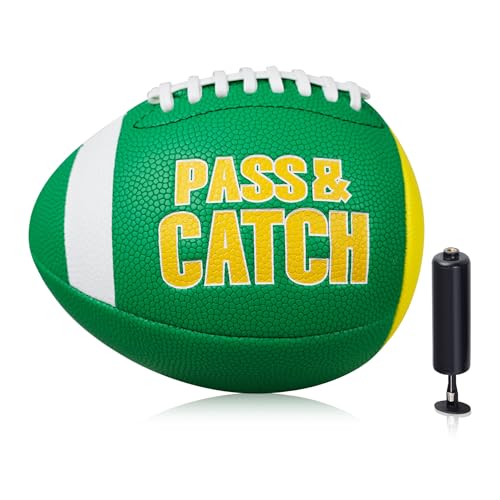 PassCatch Training Football, Enhance Passing Catching Skills, Official & Youth Size(with Pump) - style: Green 7#(Ages 5-14)