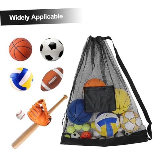 Large Mesh Ball Bag for Soccer Volleyball and Basketball Sturdy Drawstring Sports Equipment Storage Bag for Players for Team Gear