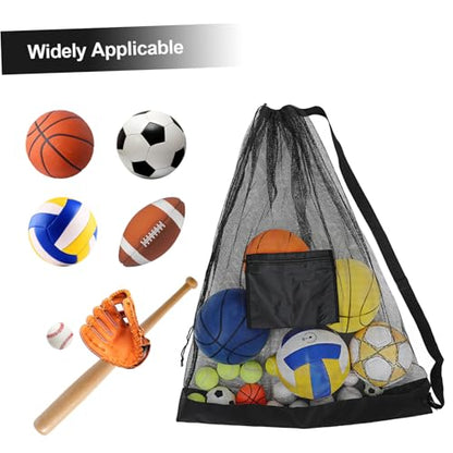 Large Mesh Ball Bag for Soccer Volleyball and Basketball Sturdy Drawstring Sports Equipment Storage Bag for Players for Team Gear