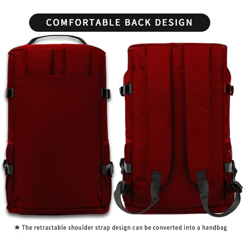 Solid color gym duffel bag backpack, wrestling bag,with shoe compartment, 4 kinds of back method waterproof travel sports walking laptop Lightweight (B-Magenta Red) - color: B-Magenta Red