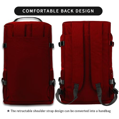 Solid color gym duffel bag backpack, wrestling bag,with shoe compartment, 4 kinds of back method waterproof travel sports walking laptop Lightweight (B-Magenta Red) - color: B-Magenta Red