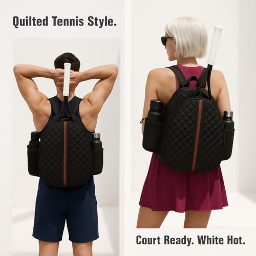 Tennis Bag – Large Capacity Racket Bag for Tennis, Pickleball & Badminton – Water-Resistant & Lightweight - color: BLACK