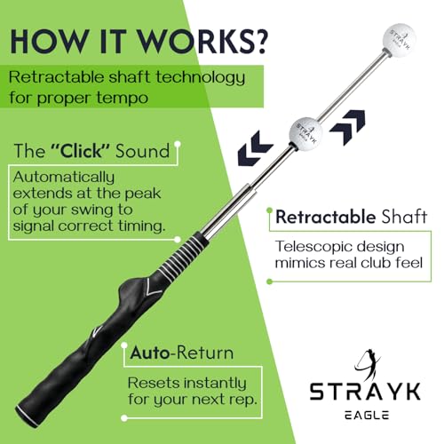 Retractable Golf Swing Trainer - Fix Your Slice - Improve Swing Tempo - Get Instant Feedback - Golf Training Aid for Right-Handed Players - Indoor & Outdoor Practice - Perfect for Beginners & Pros