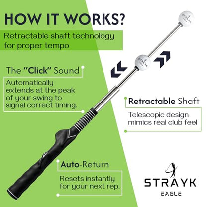 Retractable Golf Swing Trainer - Fix Your Slice - Improve Swing Tempo - Get Instant Feedback - Golf Training Aid for Right-Handed Players - Indoor & Outdoor Practice - Perfect for Beginners & Pros