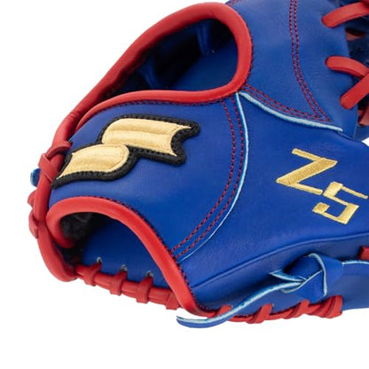 SSK Z5 Craftsman Youth Baseball Glove – 10.5” – 11” – 11.25” – 11.5” Right & Left Hand Throw - color: Royal/Red - One-Piece Web, size: 11" - Left Hand Throw