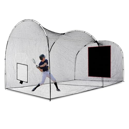 Baseball Batting Cage Backstop - Heavy Duty PVC Vinyl Net with Strike Zone for Hitting Pitching Practice - Portable Backstop Tarp for Coaches Players Youth in Backyard Field Training