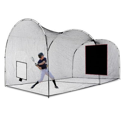 Baseball Batting Cage Backstop - Heavy Duty PVC Vinyl Net with Strike Zone for Hitting Pitching Practice - Portable Backstop Tarp for Coaches Players Youth in Backyard Field Training