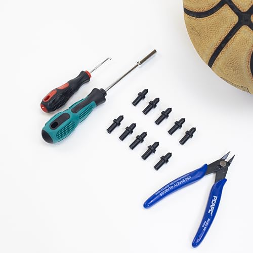 10 Basketball Valves & Leak Repair Kit - Ball Doctor for Inflatable Balls (Nozzle, Hex Socket, Crochet Hook, Diagonal Pliers) - for Basketball, Football, Volleyball and More