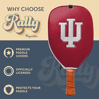 Officially Licensed Collegiate Pickleball Paddle Cover - Lightweight PU Leather Material - Durable Foam Interior Protection with Zippered Closure - Fits Most Paddles on the Market - color: Indiana Hoosiers