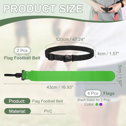 Flag Football, Adjustable Flag Football Belts with Belt and Flags Easy Tear Away