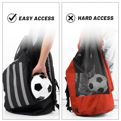OrgaWise XXL Soccer Ball Bags for Coaches | 600D Oxford Cloth | SBS Zippers | Card Holder | Night Reflective Strips | Plated Holes | Chest Strap | Carry Handle - color: Red