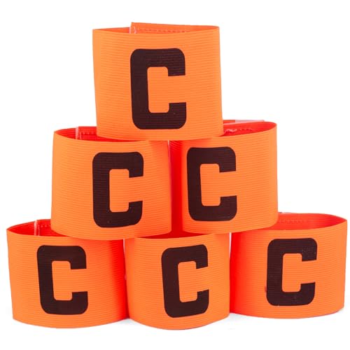 Captain's Armband Soccer Football Rugby Captain Armbands for Youth and Adult,Anti-Drop Design - Pack of 6 - color: 6 Orange