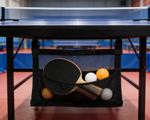 Ping Pong Paddle Case with Breathable Mesh Storage Bag, Under Table Ping Pong Ball Holder Container, Portable Table Tennis Ball Storage Organizer for Pickleball Paddles & Sports Accessories