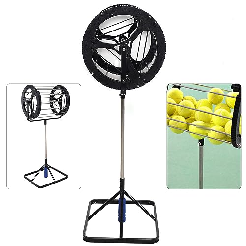 TFCFL Tennis Ball Picker 55 Balls Capacity,Tennis Ball Retriever Basket Roller Hopper, Automatic Rolling Ball Picker with Handle,Stainless Steel Tennis Ball Collector for Court Training Coaches Club