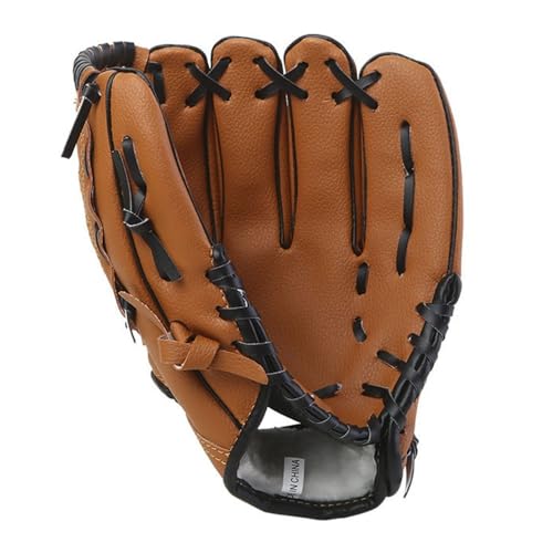 10.5/11.5/12.5 Inch Synthetic Leather Baseball Mitt - Left Hand Deep Pocket Design for Infield Practice, Beginner Softball Glove - color: Brown, size: Medium