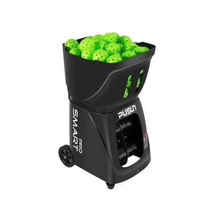Smart Pro Pickleball Machine with App & Remote Control, Internal Oscillation, 28 Landing Points, 10 Training Modes, 12-75 MPH, 85+ Ball Capacity, 4-6H Battery - color: Black