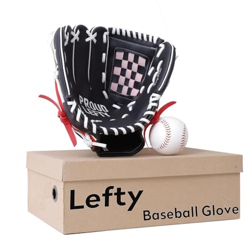 Left Handed Baseball Glove for Kids, Entry-Level Left Handed Baseball Glove, Durable Lefty Tball Gloves for Kids Youth Training. 10.5in, Age 4-7 - color: Black & Red, size: 11.5in Age 7-11