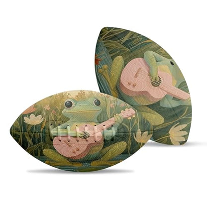 American Football, Official Size 11.9 x 7.3 Inch, Premium Composite Leather High-Grip Ball with Pro-Style Lacing, Unique Prints for Training, Games & Gifts - color: Frog Guitar