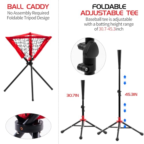 ZONLOLO 6x6ft Portable Baseball & Softball Net for Hitting，Pitching and Throwing, with Sturdy Bow Frame,Battting Tee,Ball Caddy and 2 Strike Zones, Perfect Pitching net for Kids!