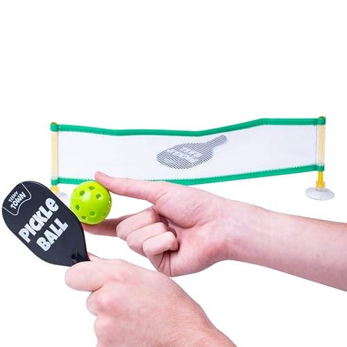 Fizz Creations Teeny Town Pickle Ball – Miniature Pickleball Set with 2 Mini Bats, Net & 2 Tiny Balls – Compact Indoor & Outdoor Game for Kids & Adults – Fun Gift for Family & Friends