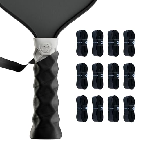 Hesacore Hesatac Overgrip Tape – for Pickleball, Padel & Tennis – Made for Hesacore Grips – Sweat Absorbing, Soft, Anti-Slip, Stretchable Overgrip - color: Black, size: 12-Pack