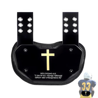 Football Back Plate，Shoulder Pads for Youth and Adult Football Players, Hard-Shell Lower Back Protection, high-Impact Protection, Philippians 4:13 - size: Adult