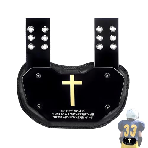 Football Back Plate，Shoulder Pads for Youth and Adult Football Players, Hard-Shell Lower Back Protection, high-Impact Protection, Philippians 4:13 - size: Adult