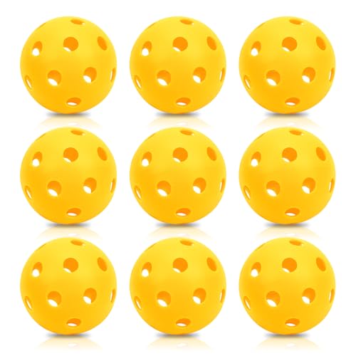 16 Pack Plastic Baseballs - Hollow Softballs for Lightweight Batting Practice - Indoor/Outdoor Training Balls - color: Yellow,9pcs