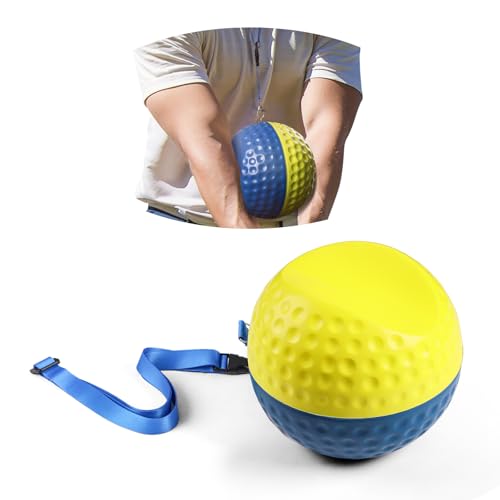 Amy Sport Golf Ball Training Aid with Adjustable Lanyard, Convenient Portable Impact Balls & Teaching Posture Correction Trainer for Men Women Beginner Golfer - color: Yellow-Large