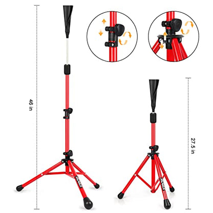 Baseball Tee Batting Tee Softball Tee Portable Travel Hitting Tee,Easy Adjustable Height,Stable Tripod Stand - color: Red Pro