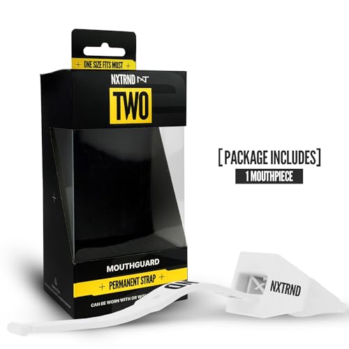 Nxtrnd Two Football Mouth Guard, Football Mouthpiece with Strap, Fits Adult & Youth (White) - color: White