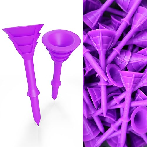 FINGER TEN Golf Tees Plastic Unbreakable Tee 3 1/4 Inch 12/24/60 Pack, Durable Stable Golf Tee 4 Colors Available for Practice - color: Purple, size: 3 1/4 Inch(12 Pack)