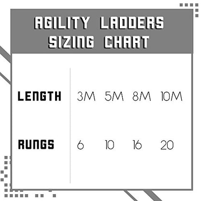 Crown Sporting Goods Fleetfoot Speed & Agility Training Ladder – 6, 10, 16, or 20 Rung Rope Equipment for Athletic Footwork & Sports Drills