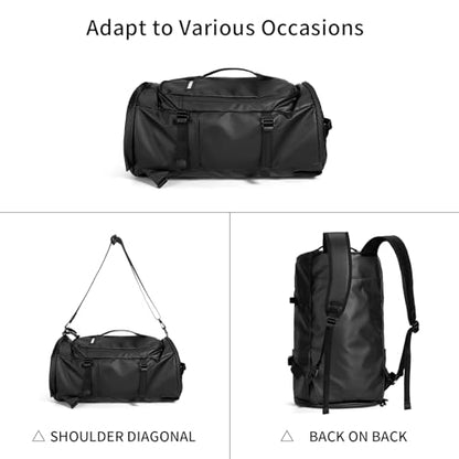 YOUMIAN Gym Duffle Bag 3 IN 1 Travel Backpack 40L Waterproof Shoe Compartment for Men and Women Basketball Soccer Sports Bag (Black) - color: Black