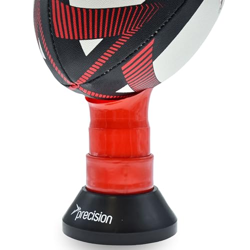 Precision Rugby Telescopic Kicking Tee, Adjustable Height 8 to 14 cm, Durable Heavy Duty Stable Base, Low, Medium and High Kicking Angles, Black/Red
