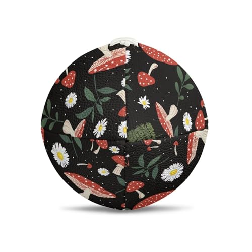 SYtrade Recreational Football Game Footballs PU Composite Leather Footballs for Training Indoor Outdoor - color: Mushroom Daisy Black