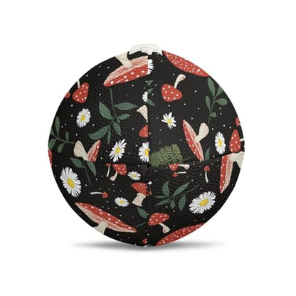 SYtrade Recreational Football Game Footballs PU Composite Leather Footballs for Training Indoor Outdoor - color: Mushroom Daisy Black