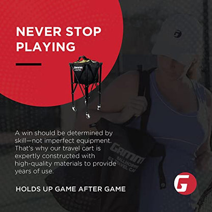 GAMMA Sports EZ Travel Cart, Tennis & Pickleball Hopper, Padel, Portable Compact Design, Sturdy Lightweight Construction, EZ Bags, 150 or 250 Capacity, Premium Carrying Case Included - size: 150 Ball, style: Former Cart