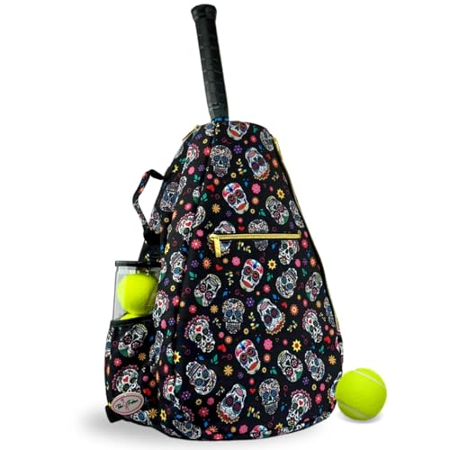 Womens Tennis Backpack - Taboo Fashions Ladies Tennis Bag Holds Two Racquets, Padded Straps and Side Carry Handle - color: Black, White, Gold, Pink, Various