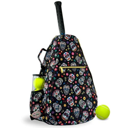 Womens Tennis Backpack - Taboo Fashions Ladies Tennis Bag Holds Two Racquets, Padded Straps and Side Carry Handle - color: Black, White, Gold, Pink, Various