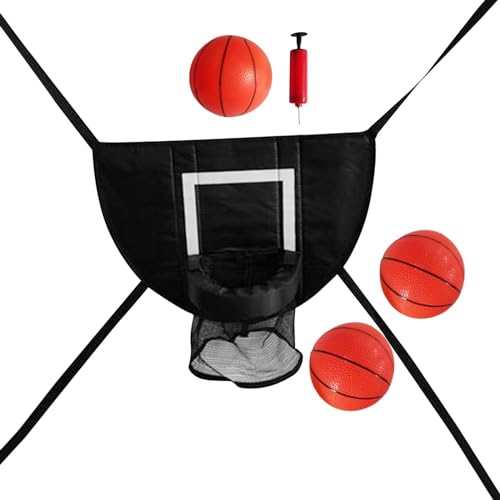 Basketball Hoop Mini Trampoline Basketball Rack Enclosure Accessories Breakaway Rim Waterproof Soft Oxford Cloth Suitable for Kids Sport - color: with three balls